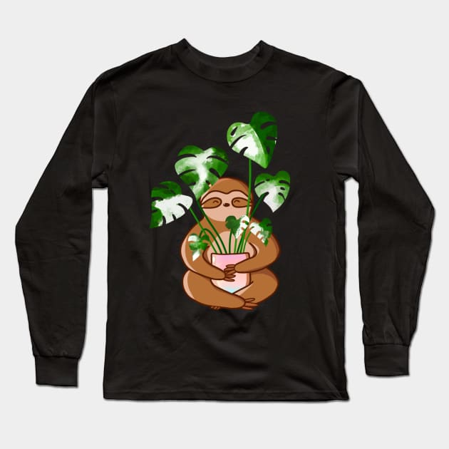 Sloth Plant Therapy Long Sleeve T-Shirt by Jyuly